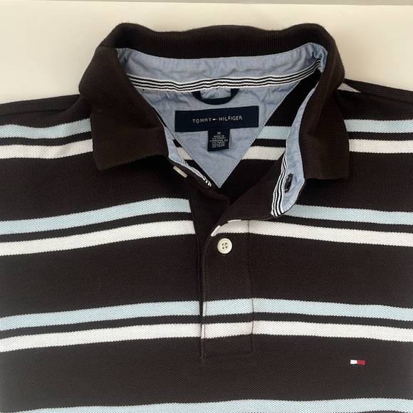 TOMMY HILFIGER Polo Stripe Shirt Short Sleeve 100% cotton - Picture 6 of 6